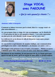Stage vocal « Qui je suis quand je chante ? »