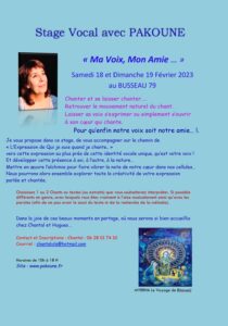 Stage vocal « Ma voix, Mon Amie » – Février 2023