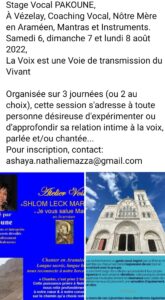 Stage vocal à Vézelay – Août 2022