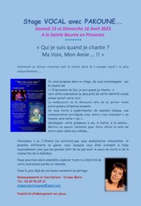 Stage vocal à la Sainte Baume en Provence – Avril 2023