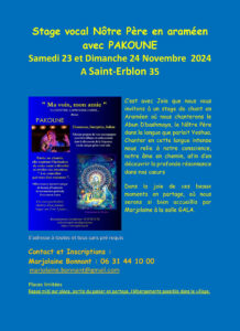 Stage vocal « Notre Père en Araméen » – Novembre 2024